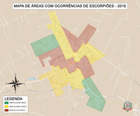 Prefeitura de Adamantina divulga mapa das áreas com maior ocorrência de aparecimento de escorpiões em 2019